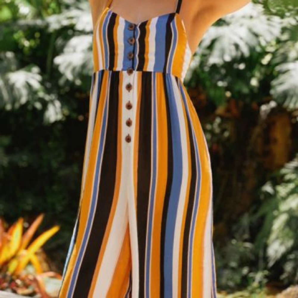 Urban outfitters wide leg Tootsie Button-Down Cropped Jumpsuit